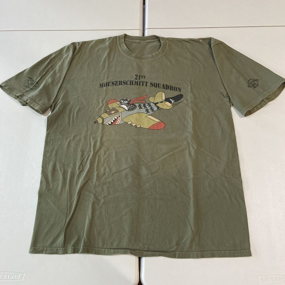 Vintage Crazy Shirts Kliban Cat Mouserschmitt Squadron T Shirt 2XL
